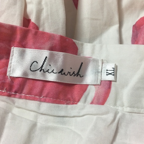 Chicwish White Pink Flamingo Knee Length Print Pleated A-line Midi Skirt Medium - Picture 16 of 16